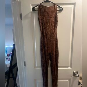 Brown Crocodile Print Jumpsuit